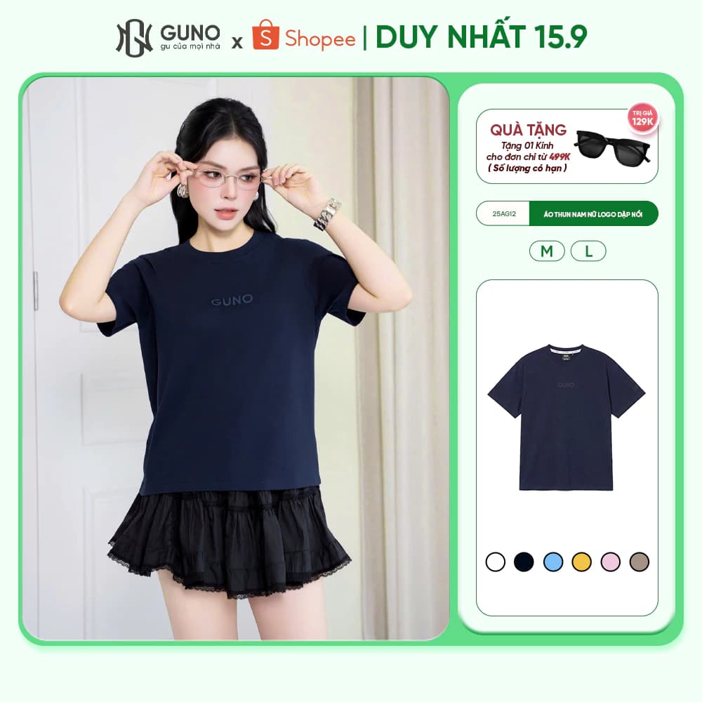 Áo Thun Nam Nữ GUNO Basic Dễ phối Vải Cotton Co Giãn Mềm Mát Thoáng Khí Cổ Tròn 26AG12/AB13