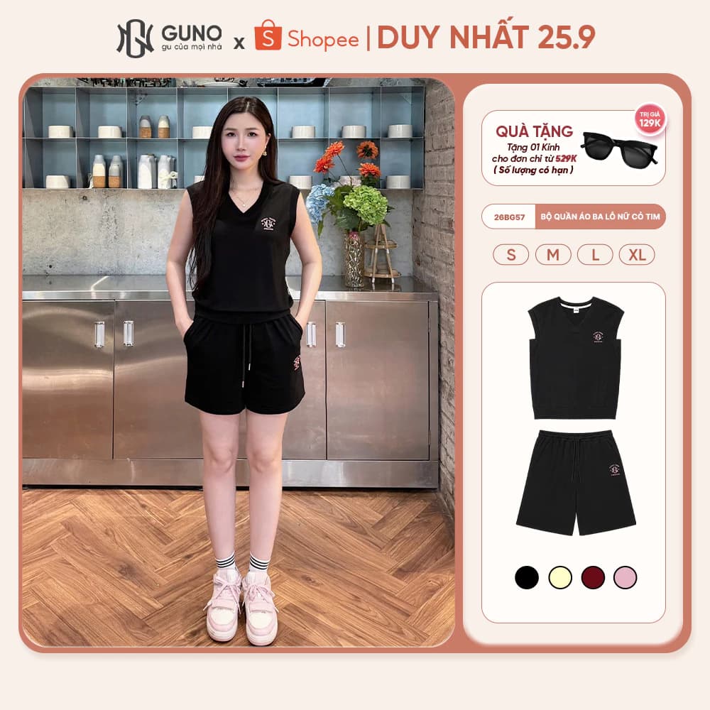 [BST THƠM MÁT] Set Bộ Quần Áo Ba Lỗ Nữ Cổ Tim Vải Cotton Thơm Cao Cấp Set Tank Top Nữ 26BG57