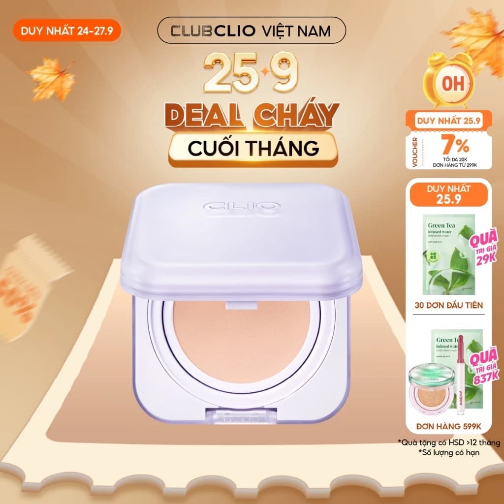 [Săn Deal][MỚI] Phấn Nước Mịn Lì, Che Phủ Lỗ Chân Lông Clio Kill Cover Mesh Blur Cushion (15gx2)