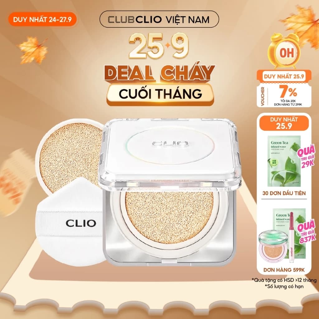[Săn Deal] Phấn Nước Che Khuyết Điểm Hoàn Hảo Clio Kill Cover Founwear Cushion SPF50+ PA+++ 15G (kèm lõi)