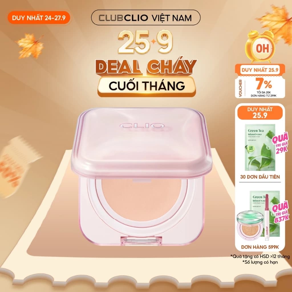[Săn Deal] [MẪU MỚI] Phấn Nước Hiệu Ứng Căng Bóng Clio Kill Cover Mesh Glow Essential Cushion SPF50+ PA++++ (15Gx2)