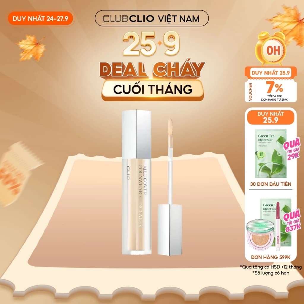 [Săn Deal]Kem Che Khuyết Điểm Clio Kill Cover Founwear Concealer 6g