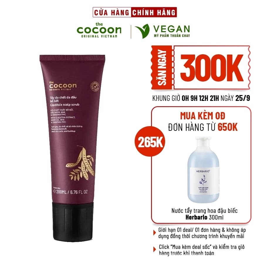 Tẩy da chết da đầu bồ kết Cocoon 200ml thuần chay