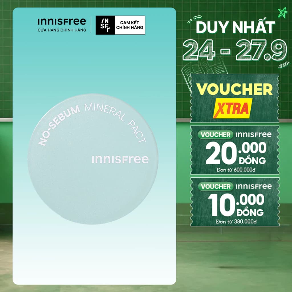 Phấn phủ kiềm dầu dạng nén innisfree No Sebum Mineral Pact 8.5g