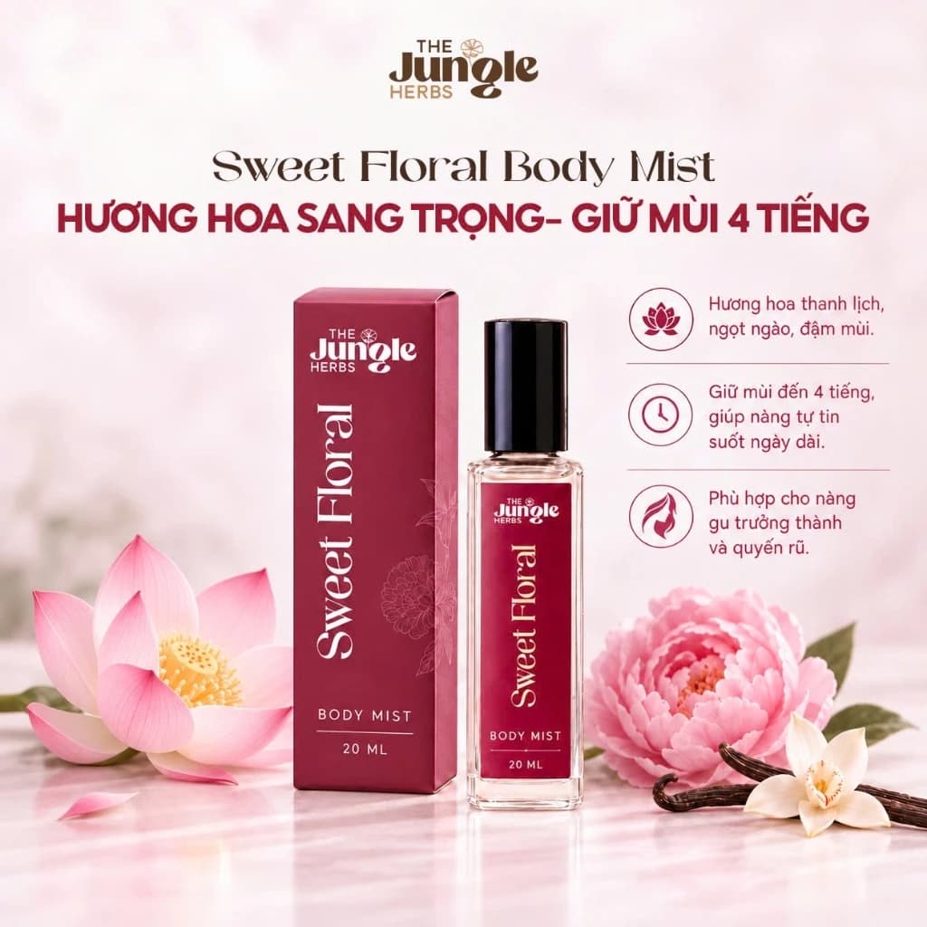 Xịt Thơm Cơ Thể Sweet Floral Body Mist - Hương Hoa Sang Trọng, Giữ Mùi Lâu 4 Tiếng
