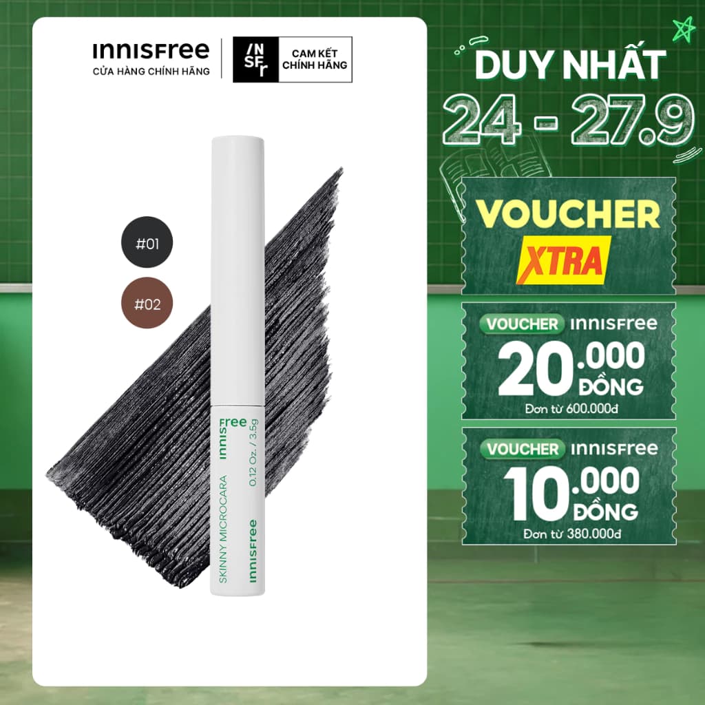 Mascara chải mi siêu mảnh innisfree Skinny Microcara 3.5g