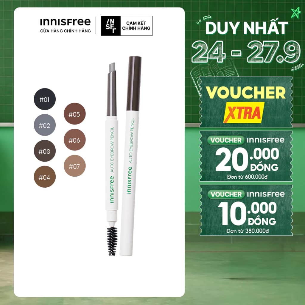 Chì kẻ chân mày innisfree Auto Eyebrow Pencil 0.3g