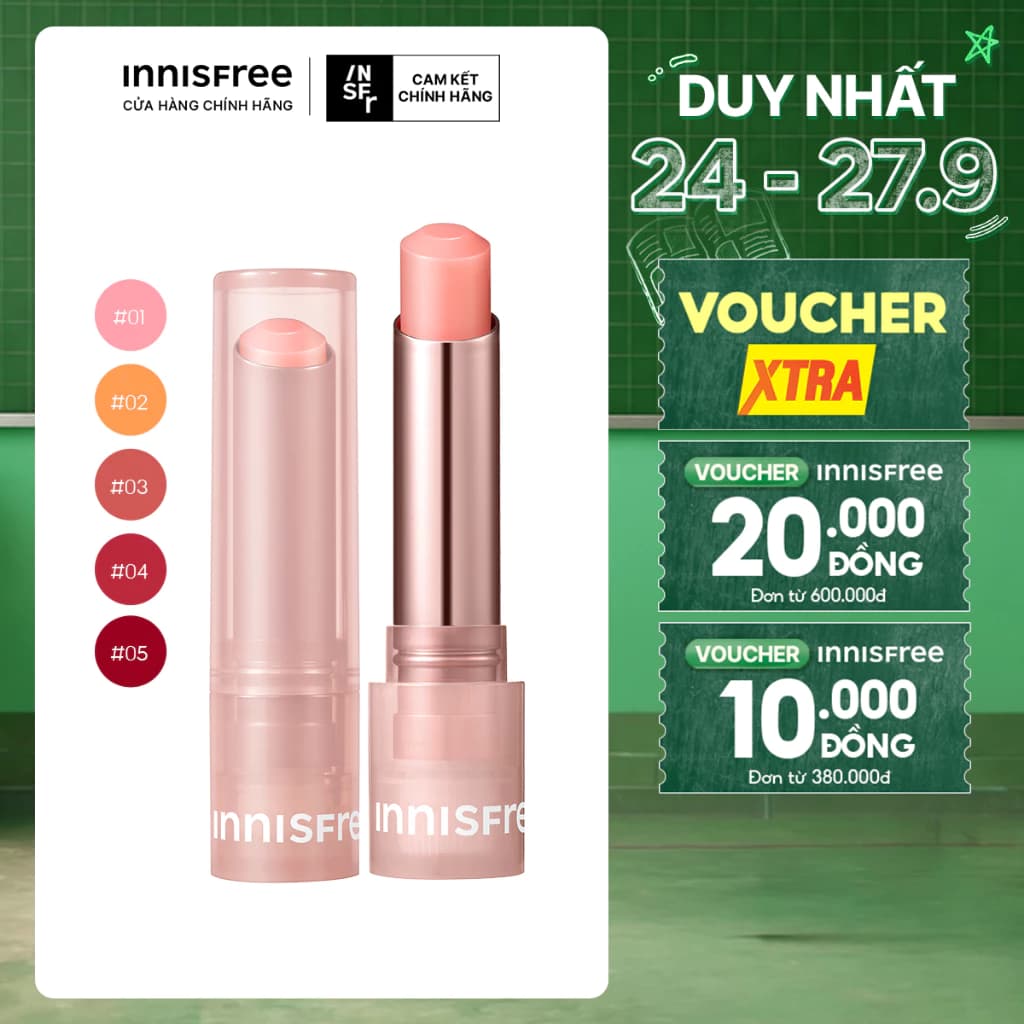 Son dưỡng môi có màu innisfree Dewy Tint Lip Balm 3.2g