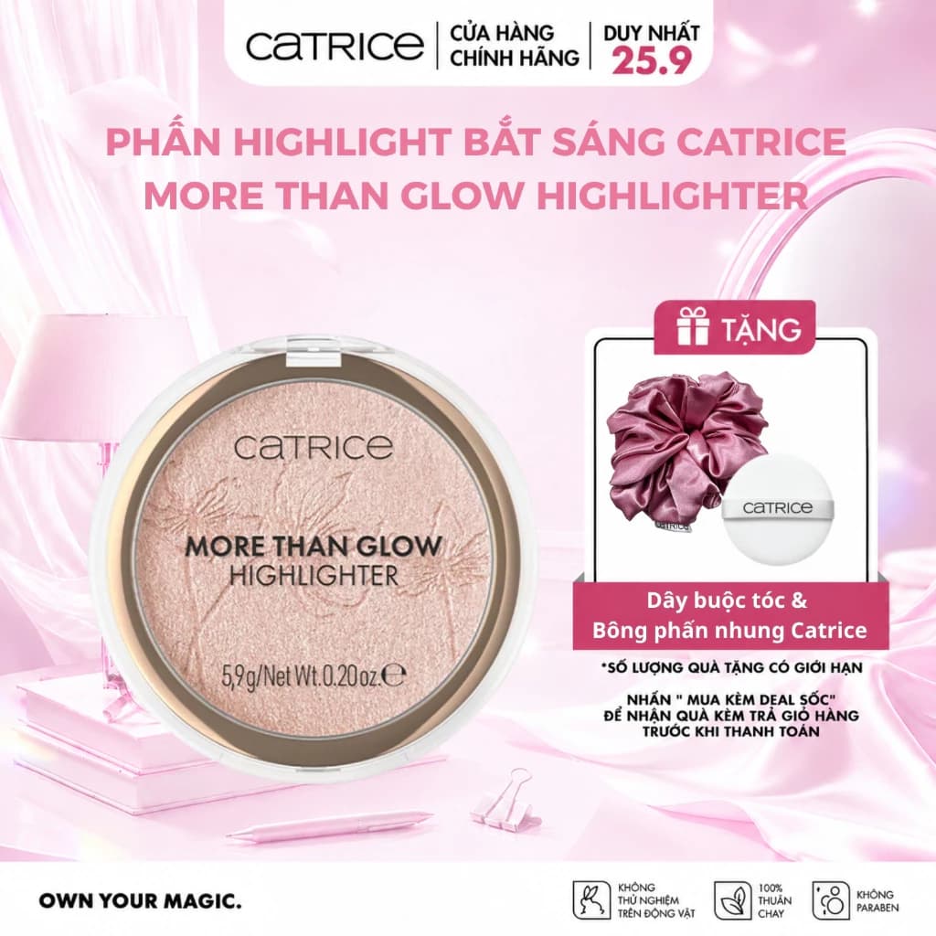 Phấn highlight bắt sáng Catrice More Than Glow Highlighter độ bám cao lâu trôi 5,9g