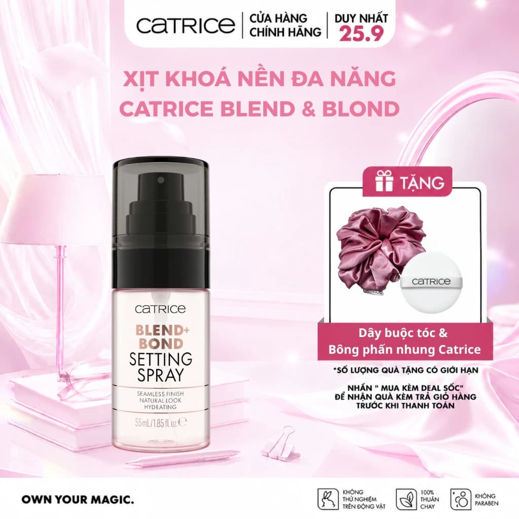 Xịt khoá nền đa năng Catrice Blend & Blond dưỡng ẩm, giữ lớp trang điểm bền màu, lâu trôi