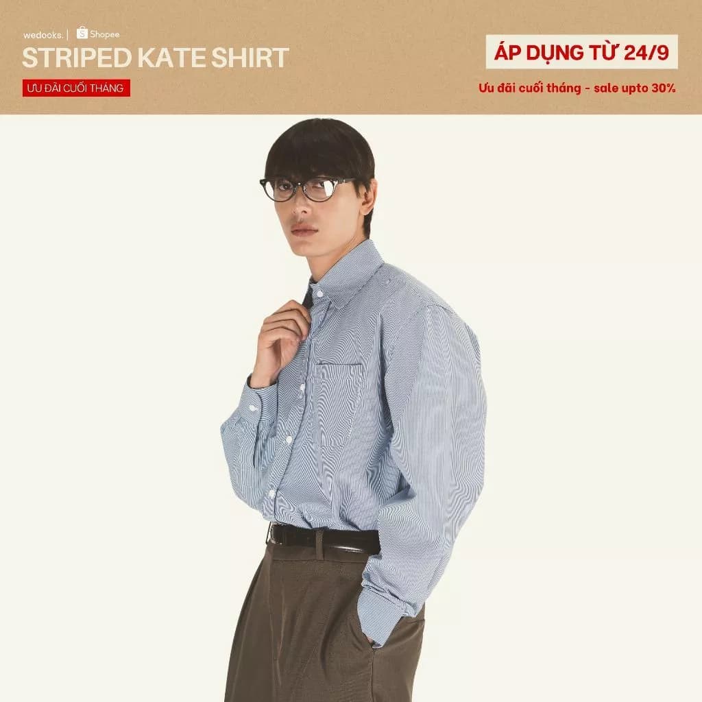 ÁO SƠ MI SỌC DÀI TAY CHẤT LIỆU KATE ẤN ĐỘ FORM DÁNG RỘNG - 𝐒𝐓𝐑𝐈𝐏𝐄𝐃 𝐊𝐀𝐓𝐄 𝐒𝐇𝐈𝐑𝐓𝐒