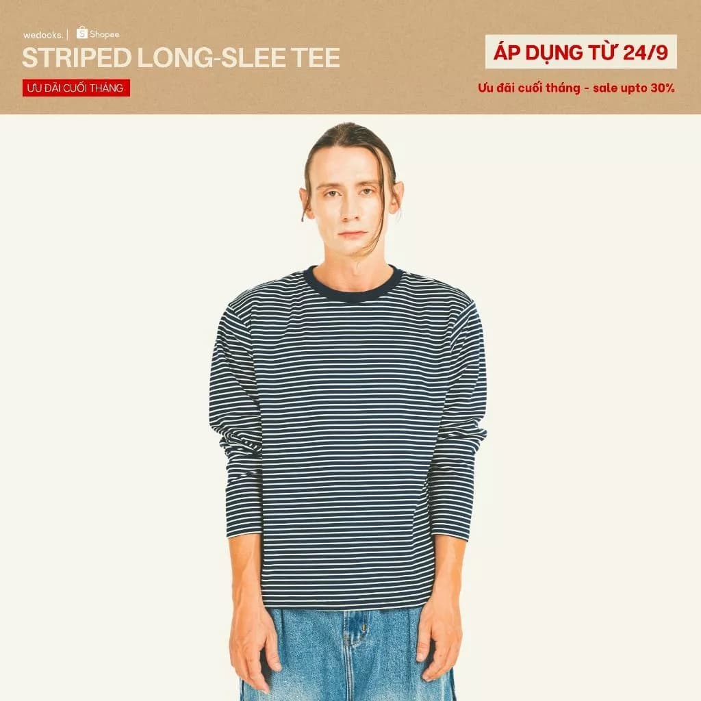 ÁO THUN TAY DÀI COTTON SỌC NGANG BASIC - 𝐔𝐋𝐓𝐑𝐀𝐅𝐋𝐀𝐓 𝐒𝐓𝐑𝐈𝐏𝐄𝐃 𝐋𝐎𝐍𝐆 𝐒𝐋𝐄𝐄𝐕𝐄 𝐓𝐄𝐄