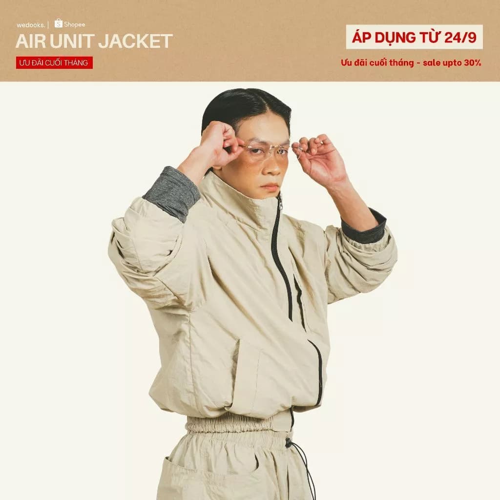 ÁO KHOÁC THỂ THAO CHẤT GIÓ NHĂN, FULL ZIP - 𝐀𝐈𝐑 𝐔𝐍𝐈𝐓 𝐉𝐀𝐂𝐊𝐄𝐓