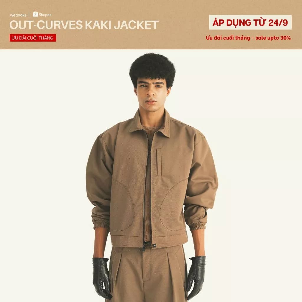 ÁO KHOÁC KAKI DÂY KÉO 2 CHIỀU - 𝐎𝐔𝐓-𝐂𝐔𝐑𝐕𝐄 𝐃𝐎𝐔𝐁𝐋𝐄 𝐙𝐈𝐏 𝐉𝐀𝐂𝐊𝐄𝐓