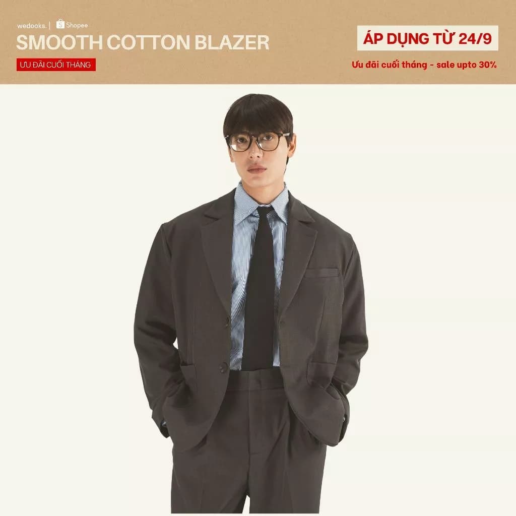 ÁO BLAZER COTTON THIẾT KẾ TỐI GIẢN, TINH GỌN - 𝐁𝐋𝐀𝐙𝐄𝐑
