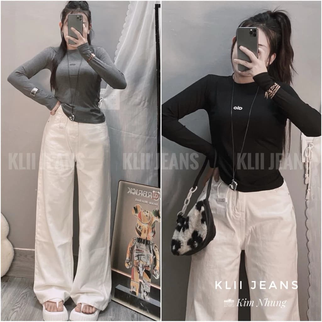 Áo thun tay dài borip xịn( ép Alo) phom vừa dáng dài 40-62kg🌷KLii jeans sẵn sll