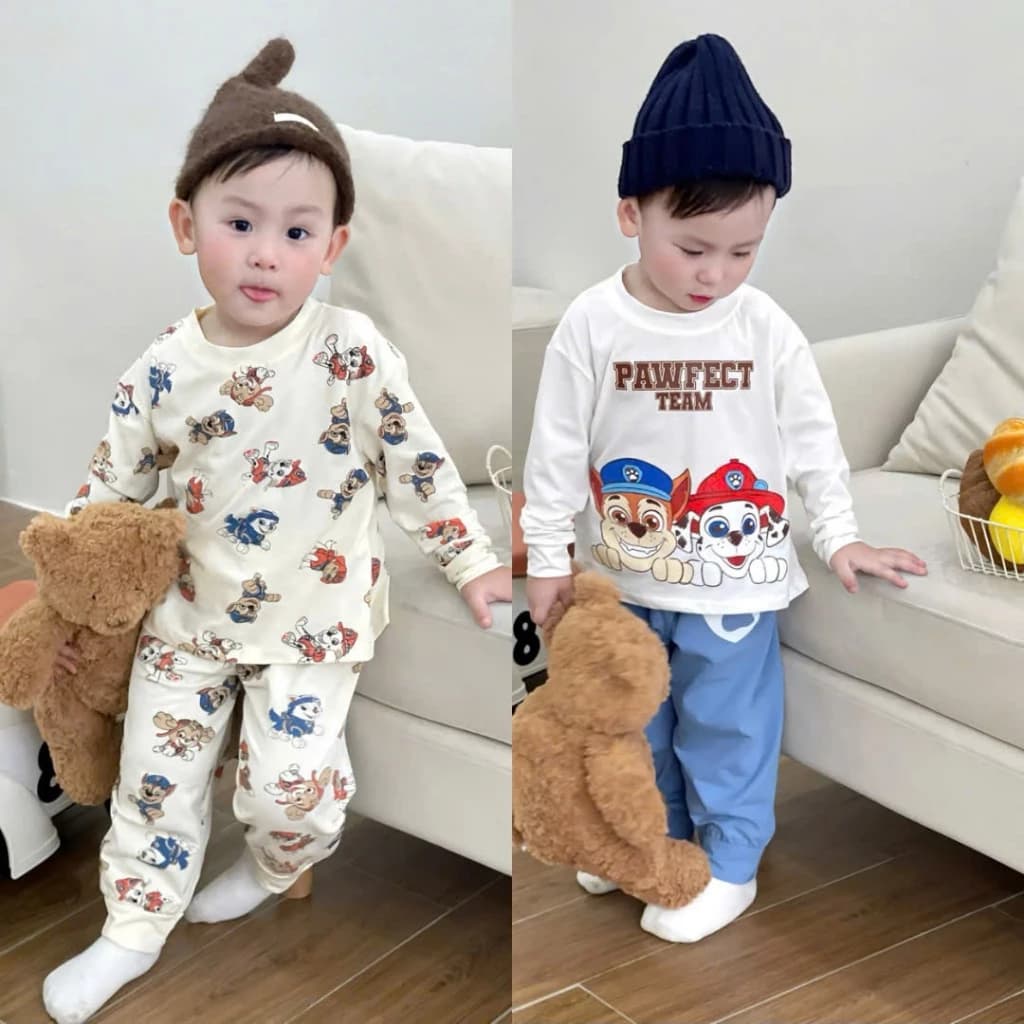 Sét Bộ Thu Đông Cho Bé Trai Họa Tiết Chó Cứu Hộ Size 8-20kg Phù Hợp Với Trẻ Em