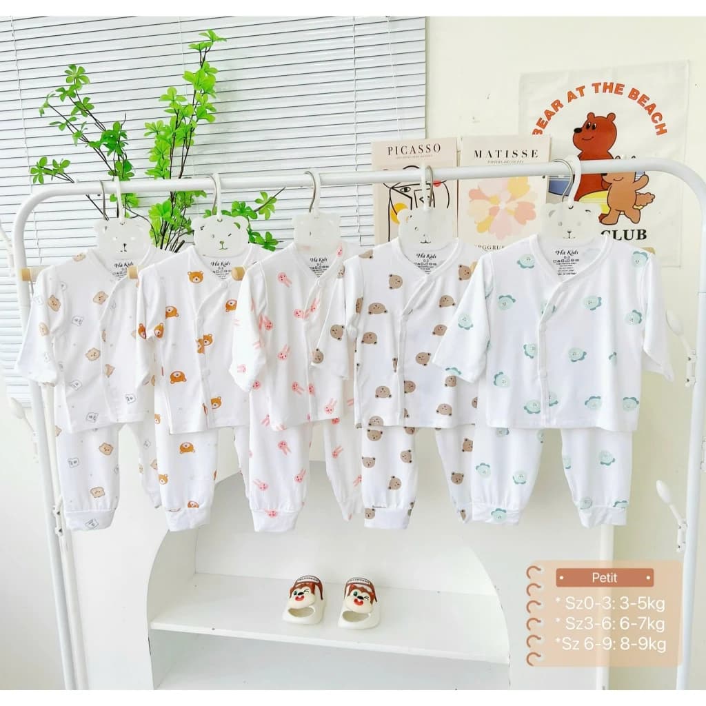 [Loại đẹp] Combo 3-5 Bộ Dài Tay Quần Đáp Đũng Chất Peptit Cao Cấp Mềm Mại In Họa Tiết Cho Bé