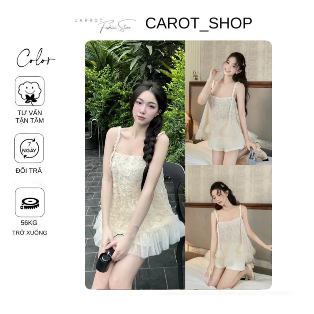 VMS05 ( SẴN) Set áo 2 dây ren QC tiểu thư công chúa+ quần tapta by CarrotShop