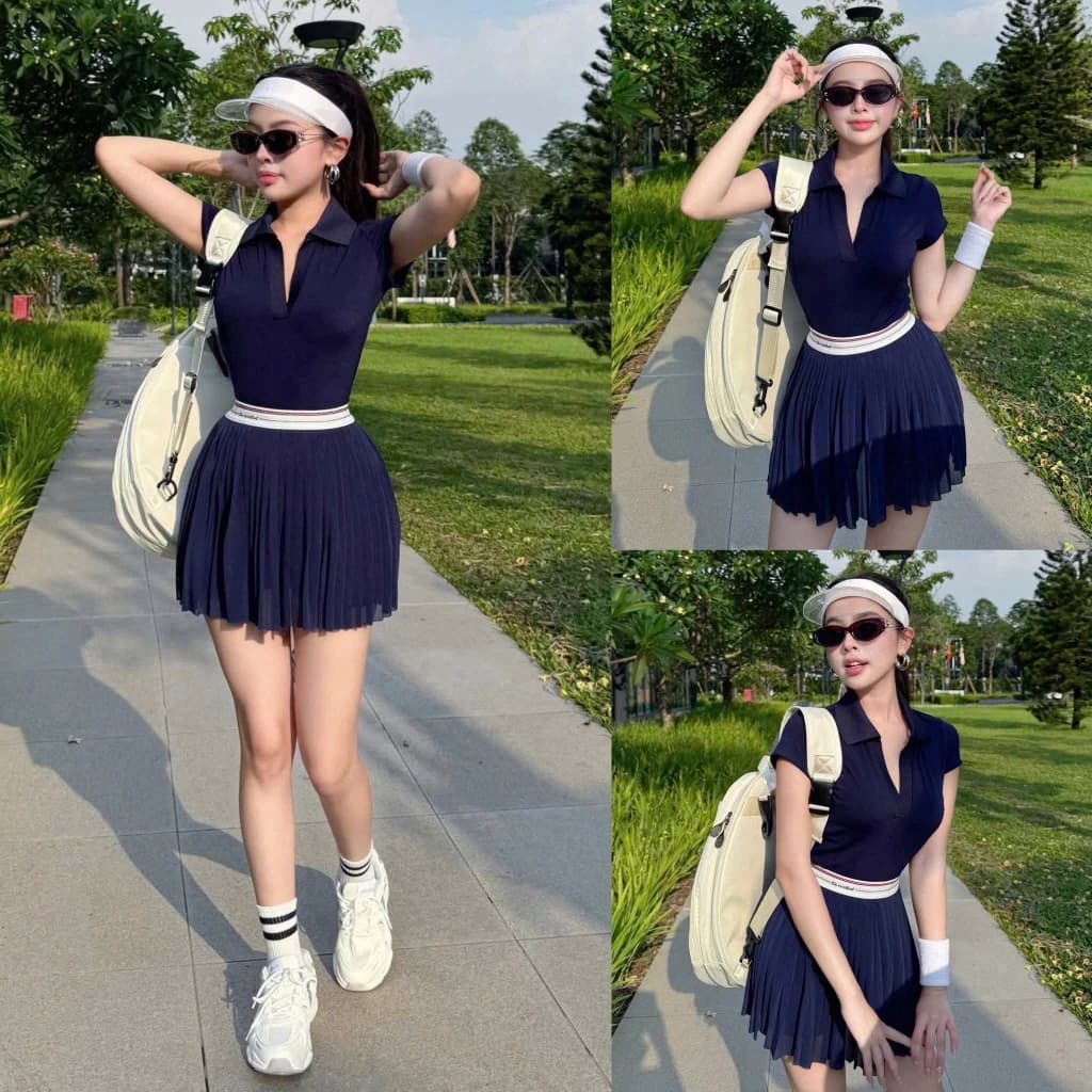 Bộ thể thao nữ, Bộ Quần Áo chơi Tennis, Pickleball, Golf, Cầu lông...Hàng QC cao cấp