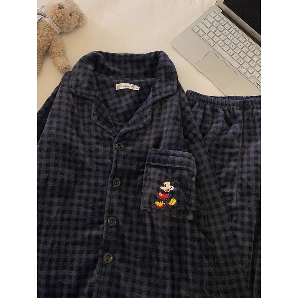 𝑶𝒏𝒊.𝑺𝒉𝒐𝒑_ Bộ Pyjama Lông Màu Than Hình Micky Dễ Thương