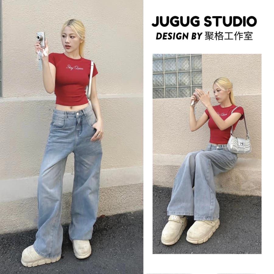 Quần jean nữ lưng cao màu cơ bản JG10