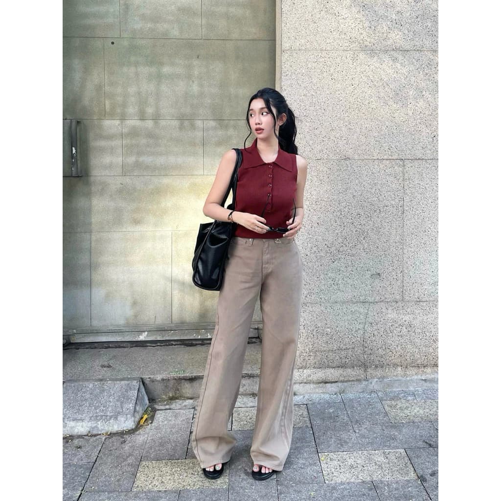 Quần suông jeans nữ neutral Cap URATV