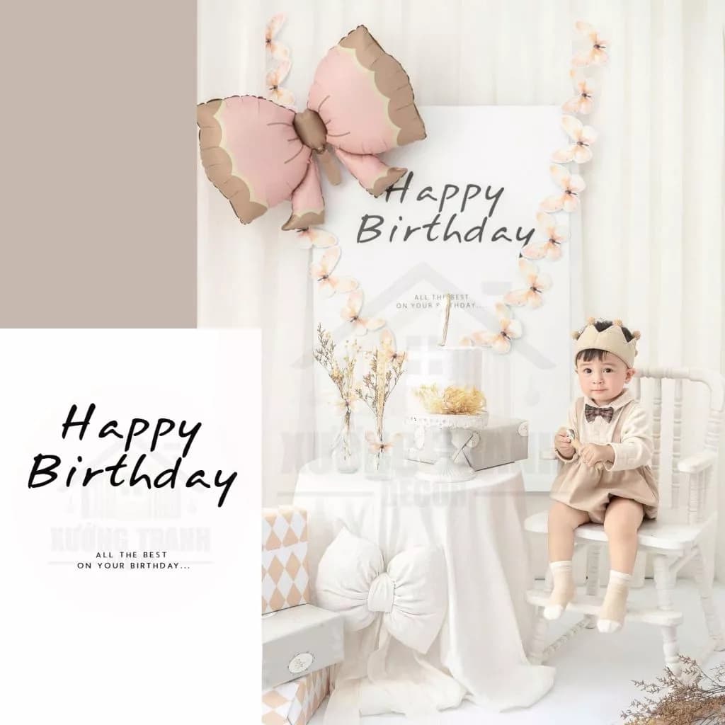Phông Nền Happy Birthday, Background Happy Birthday, Phông Chụp Ảnh Sinh Nhật Chất Liệu Canvas Cao Cấp - XUONGTRANHDECOR