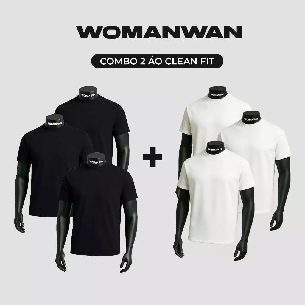 [ COMBO ]  2 Áo Thun Nam Nữ Tôn Chiều Cao Clean Fit Cổ Tròn Vải Chống Nhăn - WOMAN WAN Cổ Tròn Menswear
