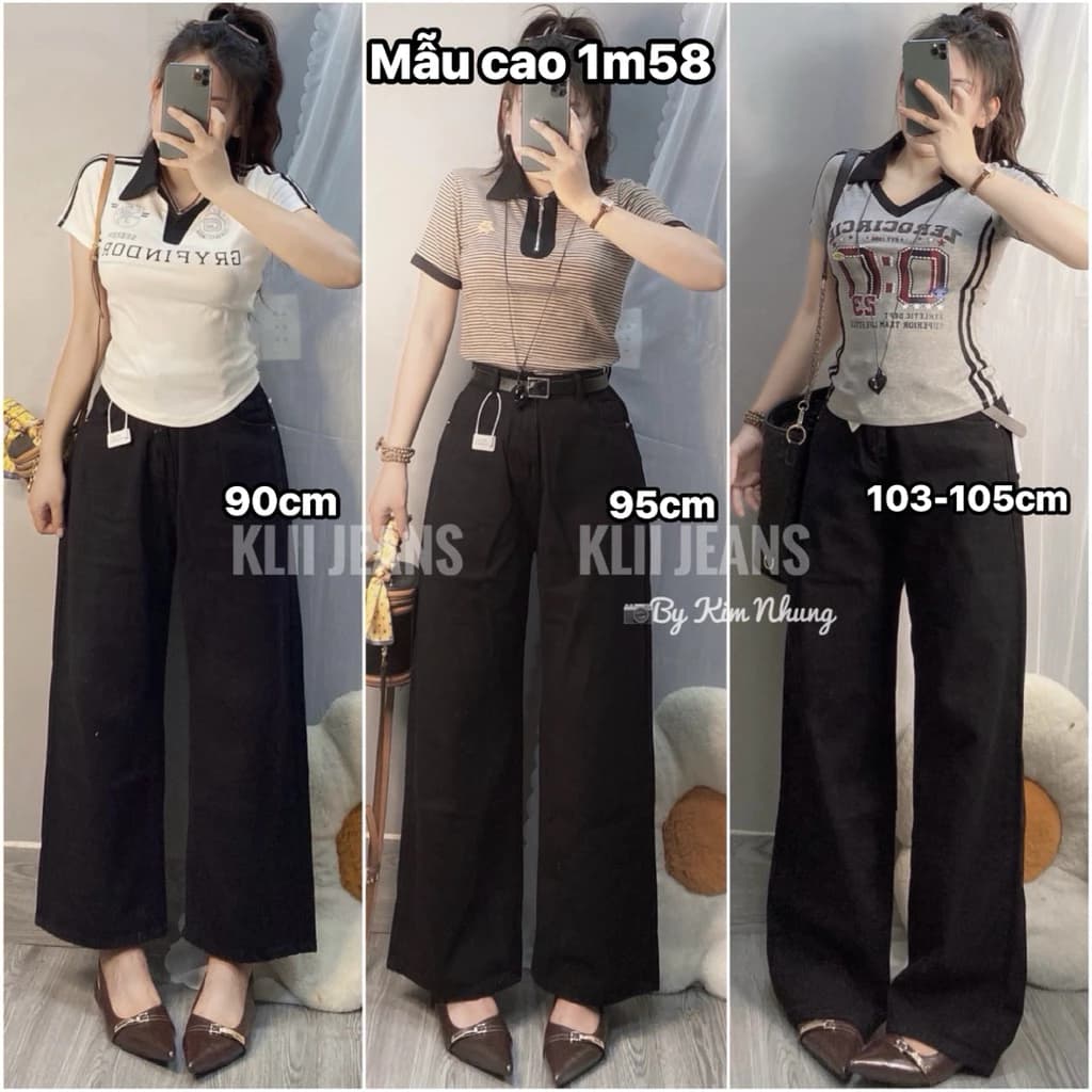 ❤️‍🔥Quần suông ống rộng jeans Kaki 90-95-105cm dày dặn KLii jeans sẵn sll