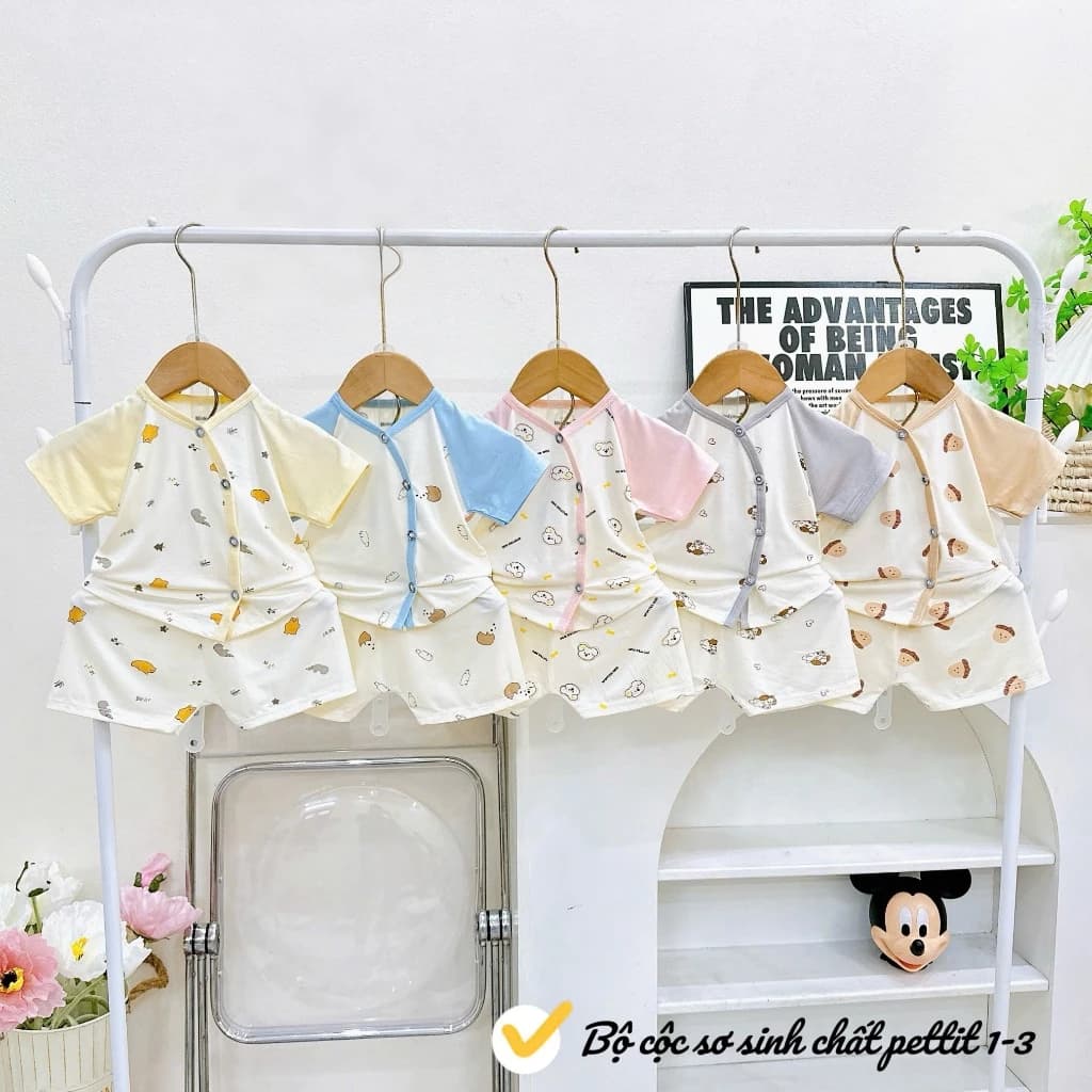 [LA20 Mềm, MỊN] Set 5 Bộ Cộc Tay Chất Thun Peptit Cho Bé Trai Bé Gái Phối Màu In Hoạ Tiết