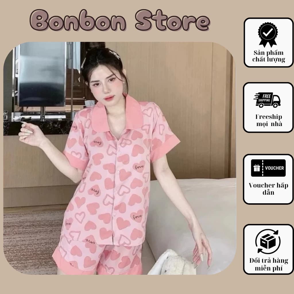 Đồ Bộ Pyjama Xinh Chất Mát Đồ Ngủ Nữ Bộ Áo Cộc Quần Cộc Pyjama  Xinh Vải Kate Thái Giá Rẻ Vải Thoáng Mát