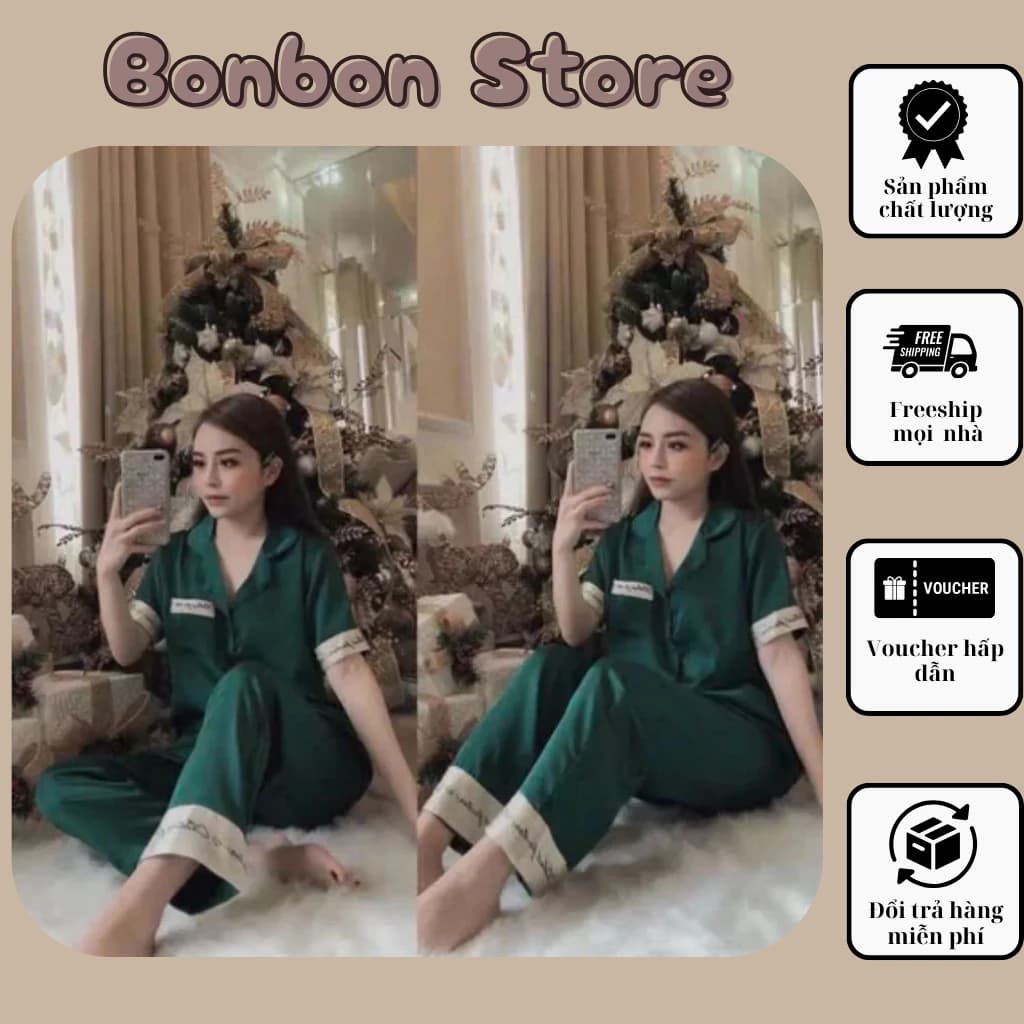 Set Đồ Bộ Chữ Ký Pyjama Nữ Tiểu Thư Chất Vải Lụa Kate Cao Cấp Thoáng Mát Siêu Rẻ Đồ Bộ Mặc Nhà Giá Rẻ Đồ Ngủ Nữ Xinh