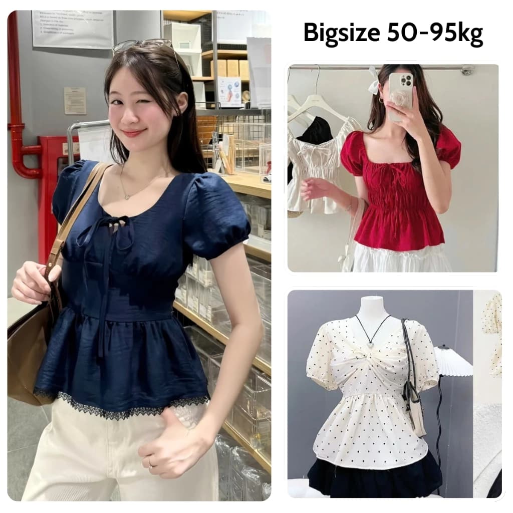 Tổng Hợp Áo Babydoll Bigsize Nữ Dáng Peplum Vạt Xòe Dễ Thương Cho Nàng Chubby 55-92kg