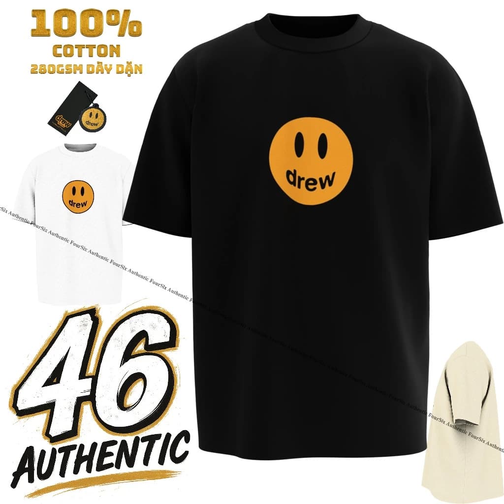 [Cao Cấp] Áo Thun Drew House Smiley | 100% Cotton | 280GSM | Oversize | FourSix AUTHENTIC. Hàng QC -2026 -authentic