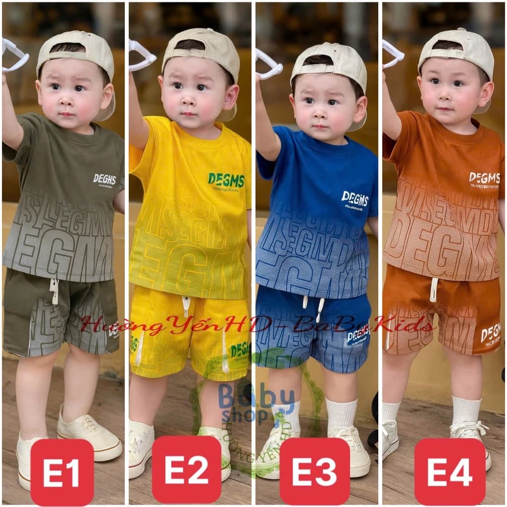 4Bộ/4màu sét Bộ cộc tay Boy Phố cho bé từ 7-50kg họa tiết DEGM unisex