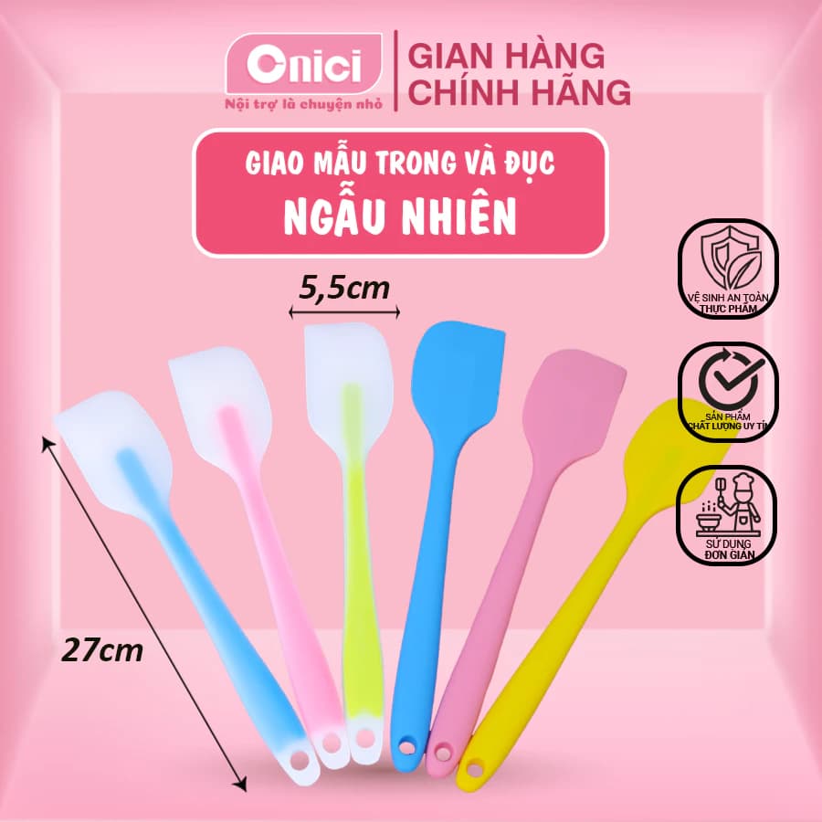 Phới dẹt silicon làm kẹo nougat, trộn bột, phết kem Bếp Của Mẹ Onici 28cm