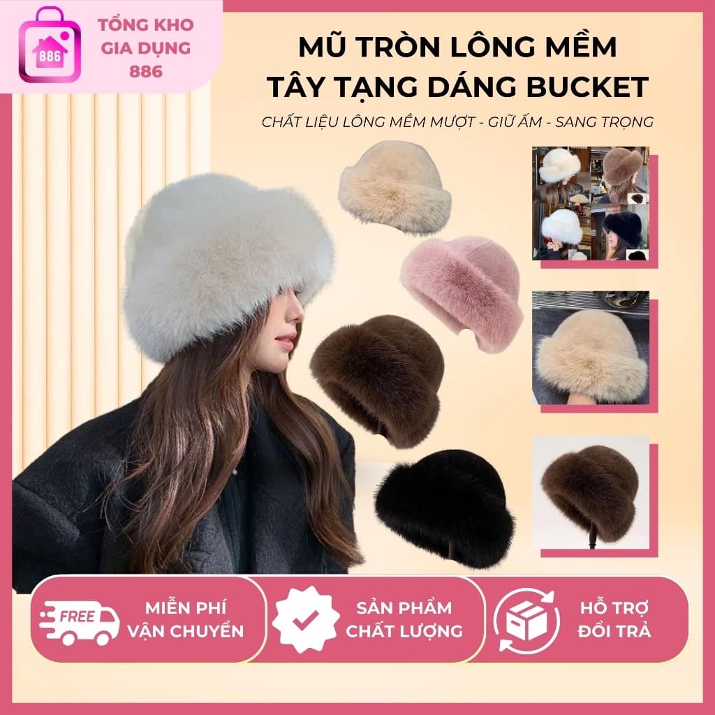 Mũ Tròn Lông Mềm Giữ Ấm Thu Đông Phong Cách Tây Tạng Cho Nữ