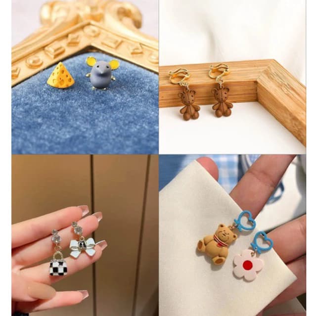 Bông tai hoạt hình AK Acesstory cute ngộ nghĩnh hợp kim đáng yêu