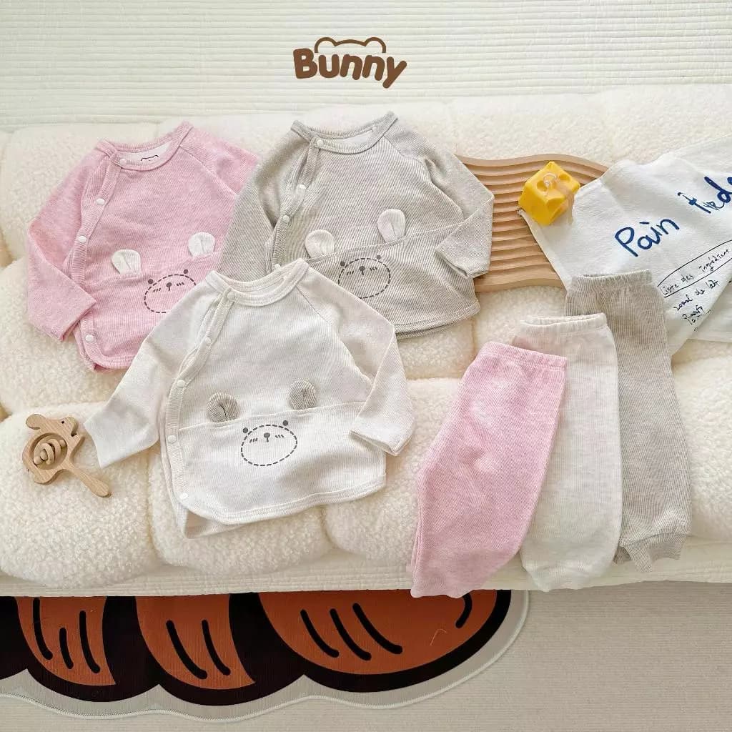 [BST Thu Đông] Bộ Quần Áo Dài Tay Nỉ Tăm Tai Gấu Bunny, HInee Tone Hàn Đáng Yêu Mềm Mại Giữ Ấm Cho Bé