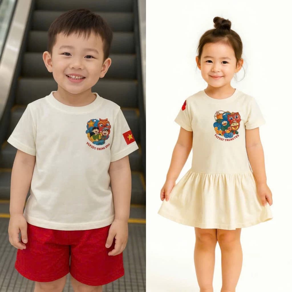 [Xả Kho] Combo Quần Áo Bé Trai & Váy Bé Gái Nhân Dịp Trung Thu Chất Liệu Cotton TiCi Thoáng Mát Mềm Mịn Size 9-35kg