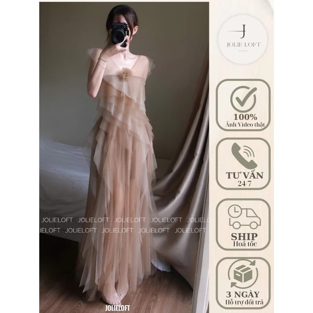 Váy dự tiệc du lịch thiết kế Molly Dress JOLIE LOFT, đầm dáng dài thanh lịch đi chơi đi tiệc