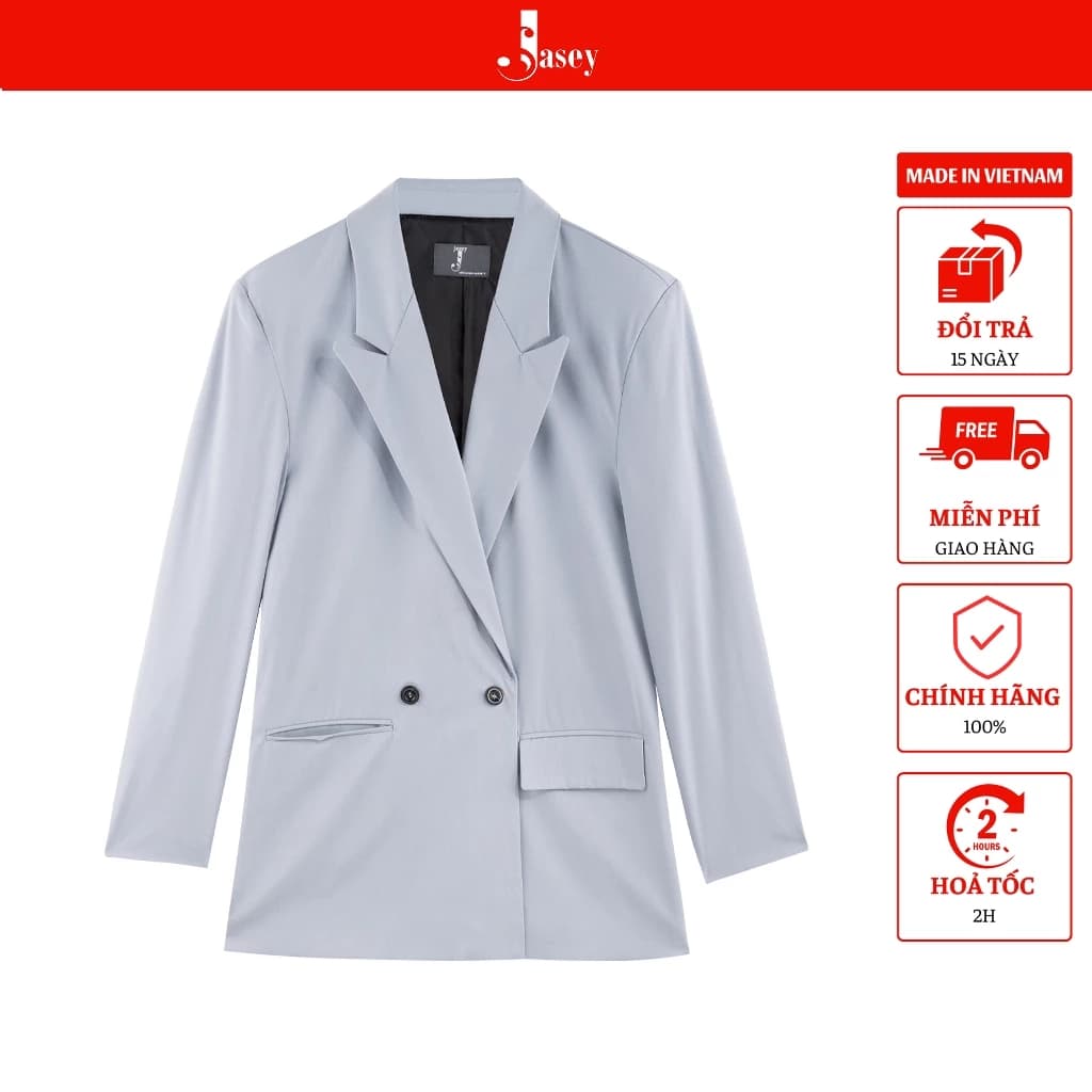 Áo Vest nữ thời trang JASEY, Áo balzer2 lớp có túi chuẩn size mã 2801
