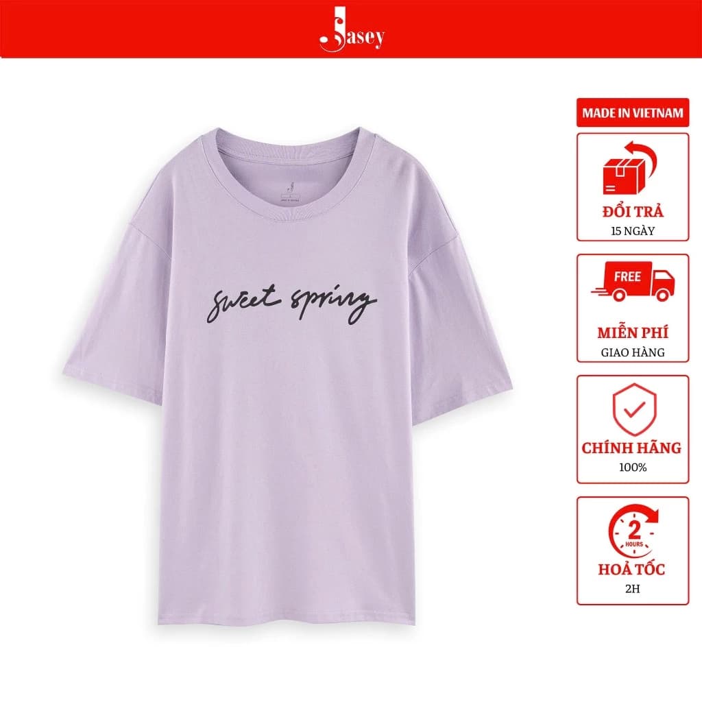 Áo phông nữ cổ tròn thời trang JASEY, áo thun nữ dáng suông basic chuẩn size mã 1153