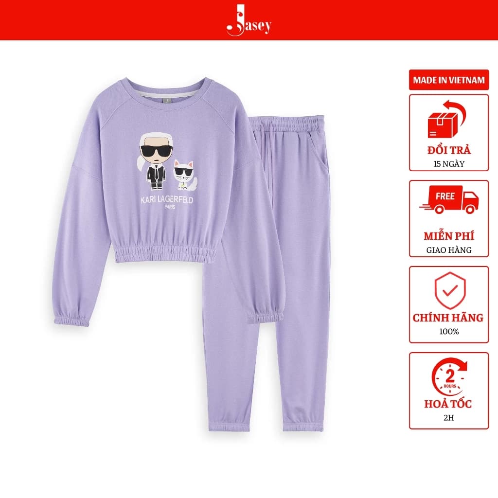 Bộ nỉ nữ thời trang JASEY, bộ thu đông nỉ nữ dáng suông chuẩn size mã 4504