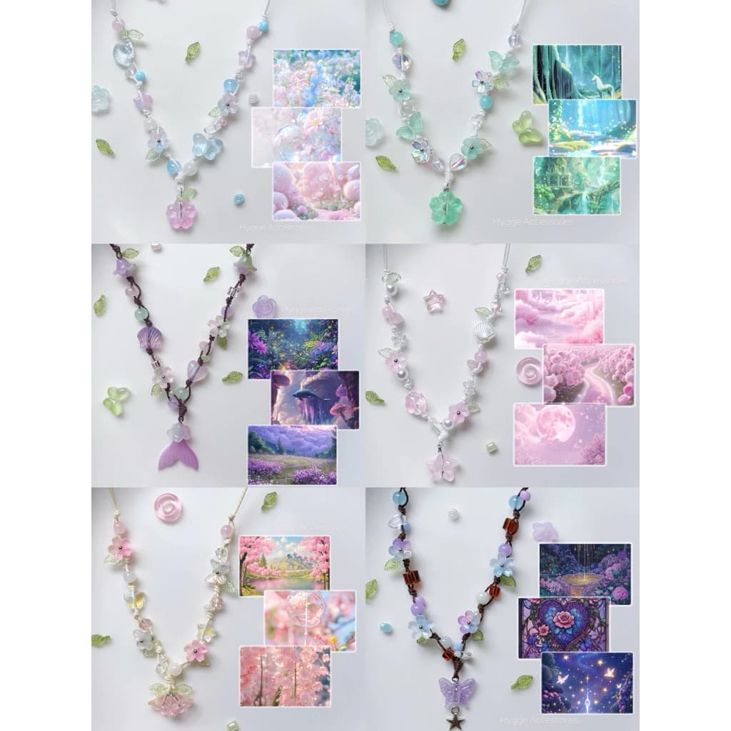 Dây chuyền Handmade “ 𝔉𝔩𝔬𝔯𝔞 “ - Vòng cổ dây rút Handmade charm hoa - Phụ kiện trang sức - HYGGE ♡.•*