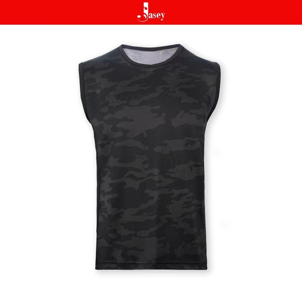 Tank Top cổ tròn camo ràn ri JASEY, áo phông nam thời trang mã 4109