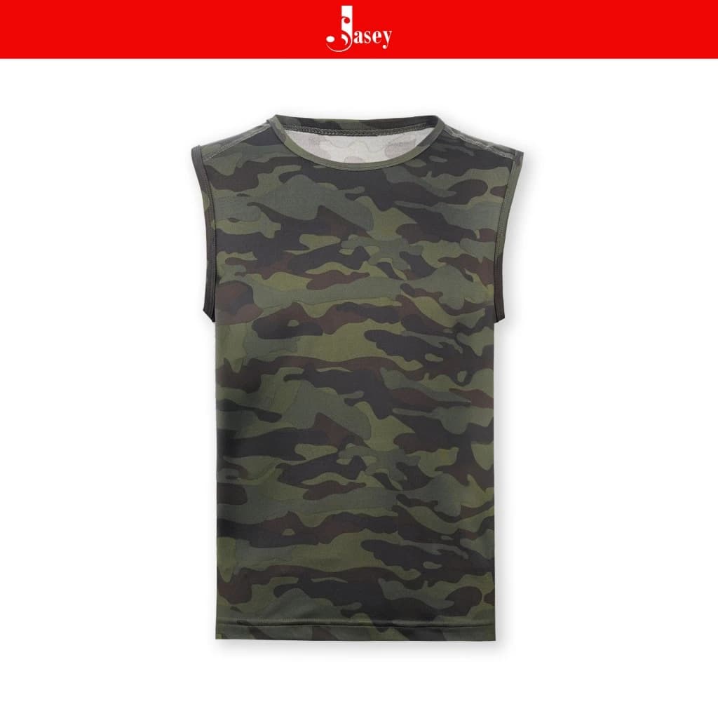 Tank Top cổ tròn camo ràn ri JASEY, áo phông nam thời trang mã 4108