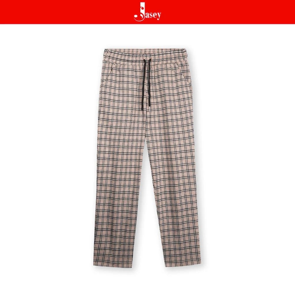 Quần nữ kẻ hot trend Jasey, quần nữ cạp chun chất cotton dễ phối đồ mã 4507