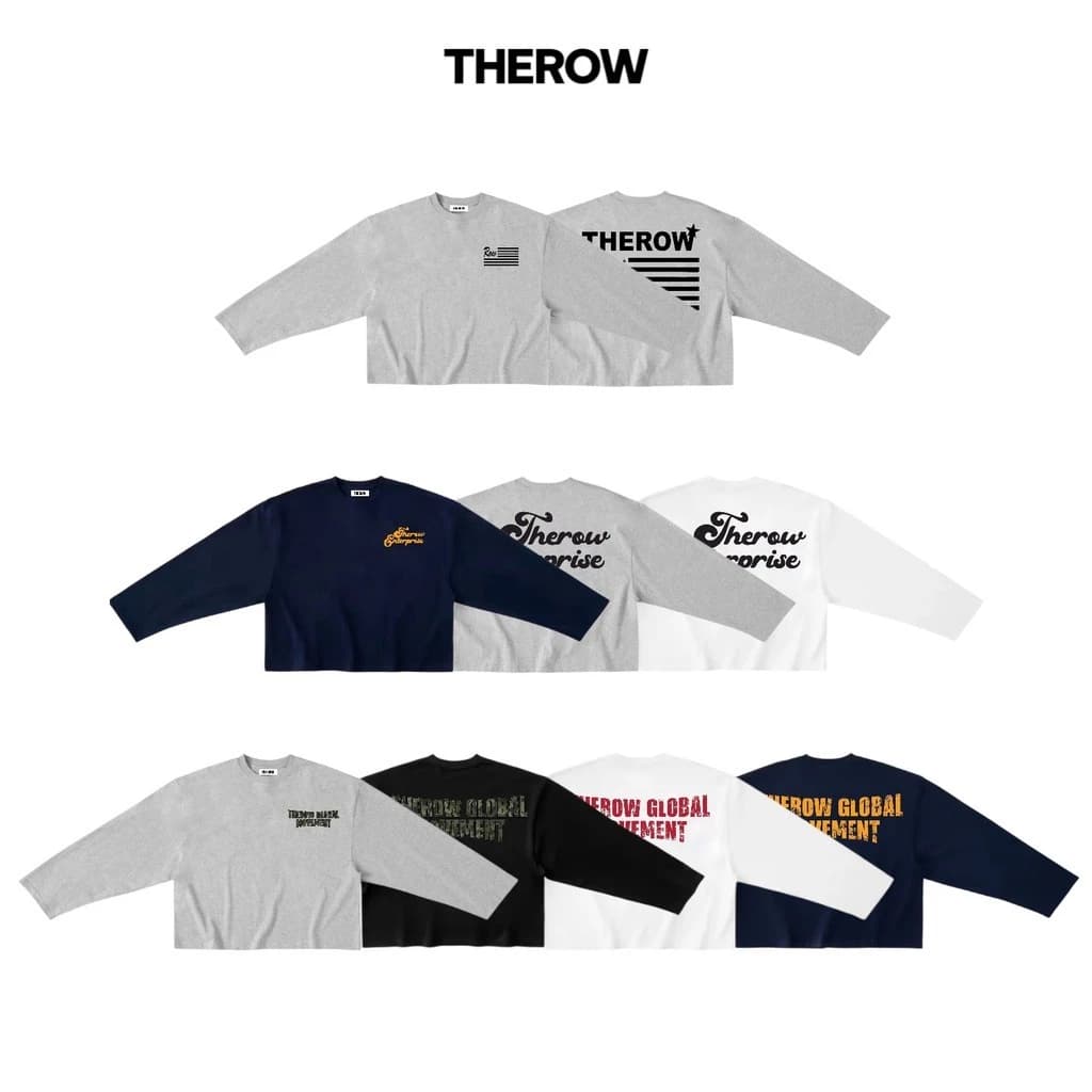 Áo Thun Tay Dài Long Sleeve Boxy THEROW 250gsm Form Rộng Cổ Tròn Unisex Nam Nữ Basic AA